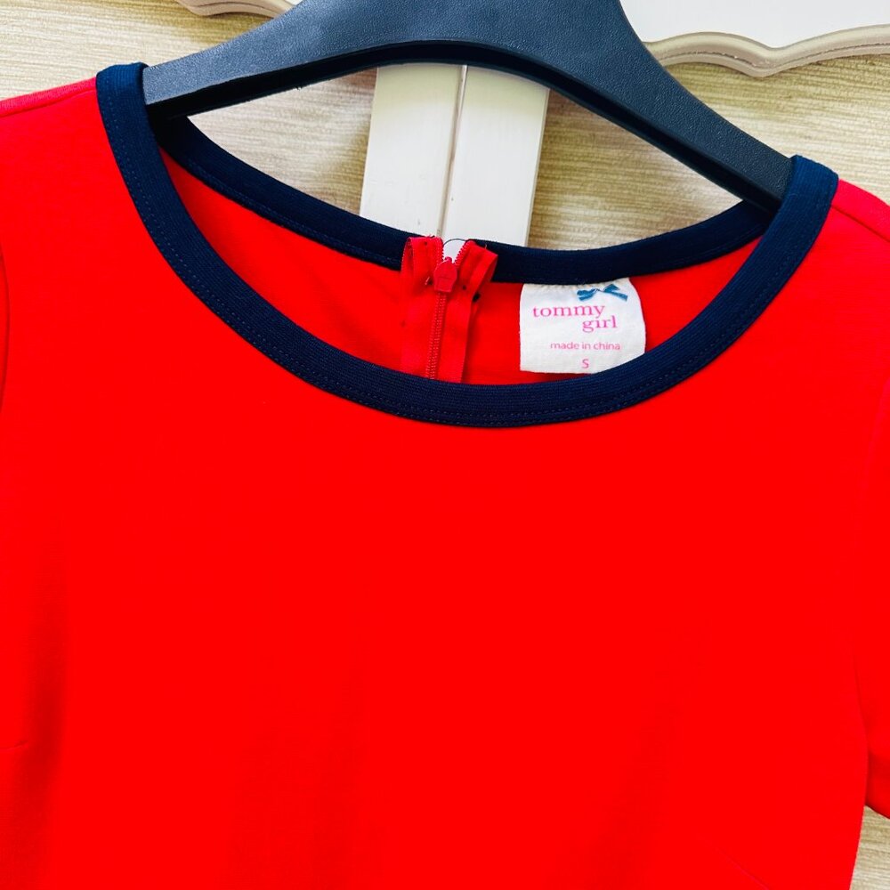 Tommy Hilfiger Red and Navy Short Sleeve Mini Dress - Picture 4 of 8